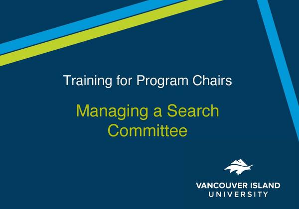 opening screen for managing a search committee training