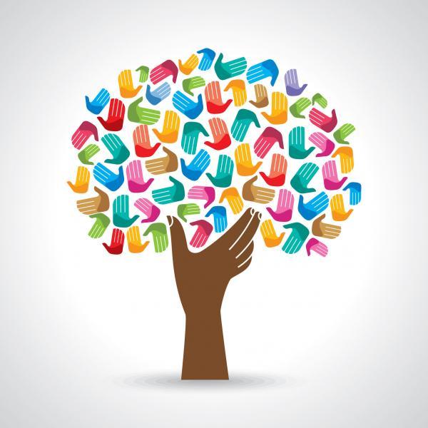 graphic of tree made of hands