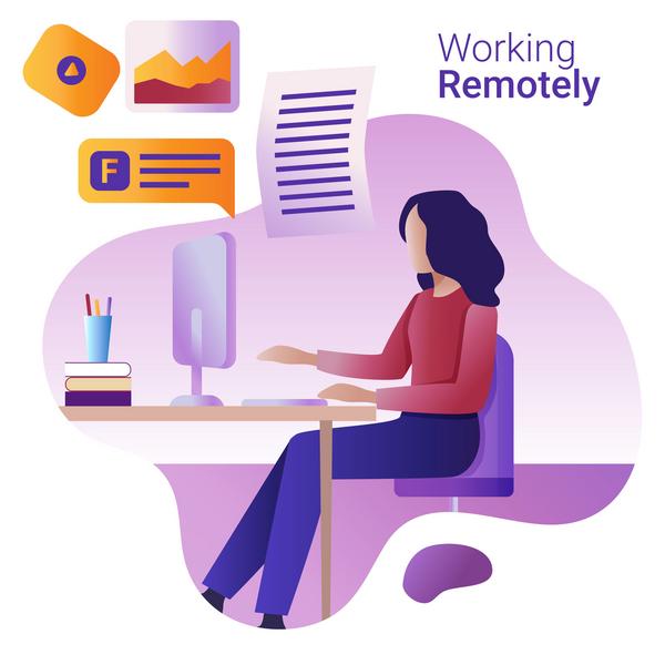 female working from home