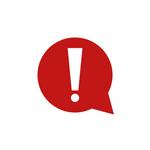 white exclamation point in a red circle