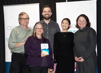 The Faculty of Academic and Career Preparation Front Office Team receive the Exceptional Teamwork award from VIU president Deb Saucier